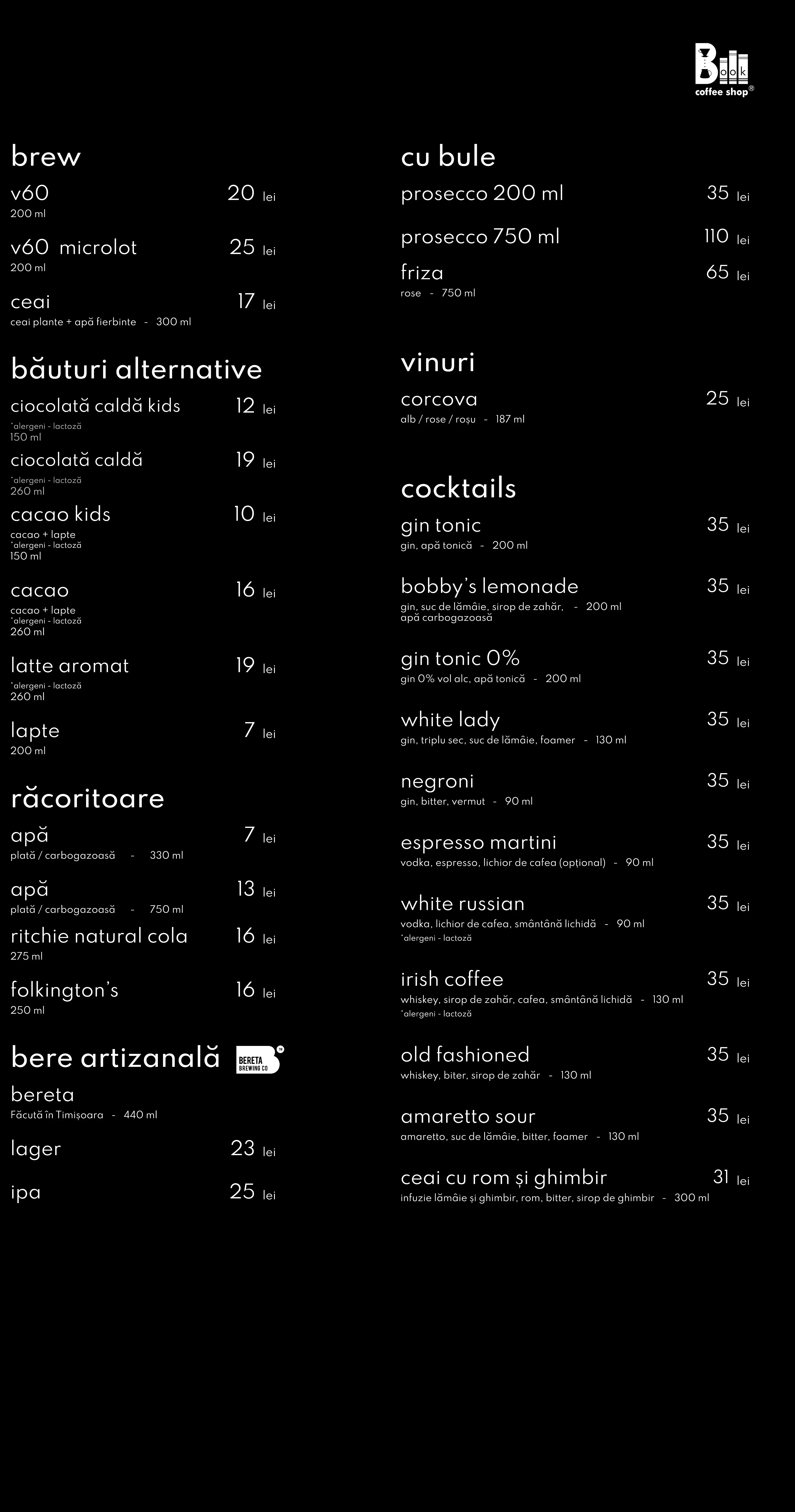 coffee menu part three